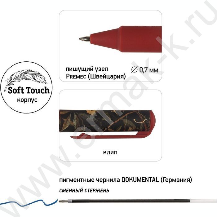 Ручка шар DreamWrite. Flora.Black night синяя 0,7мм 3вида | Фото 7