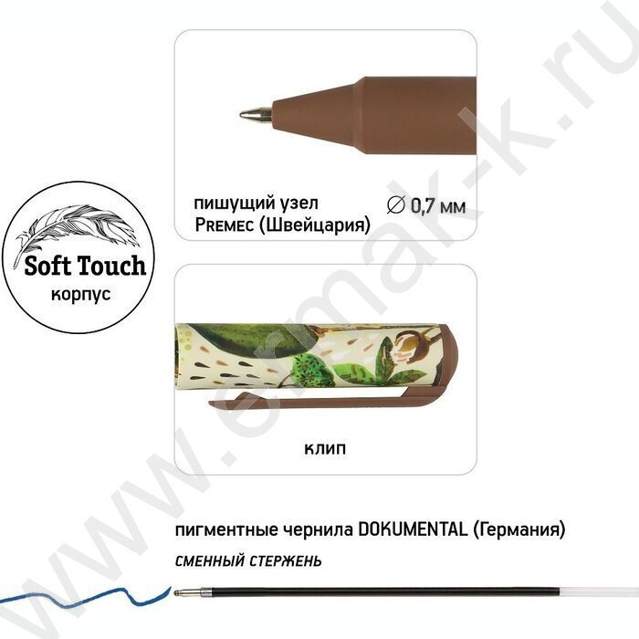 Ручка шар DreamWrite. Flora.Bloom flowers синяя 0,7мм 3вида | Фото 7