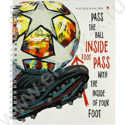 Тетрадь  80л А5+ клетка/спираль "Football.Black and white" /глянец/ ассорти | Фото 2