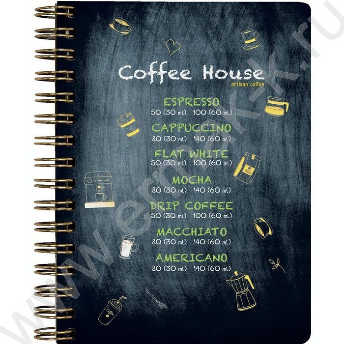 Блокнот  60л А6 спираль "Coffee house" 70 г/м2 бежевая бумага | Фото 1