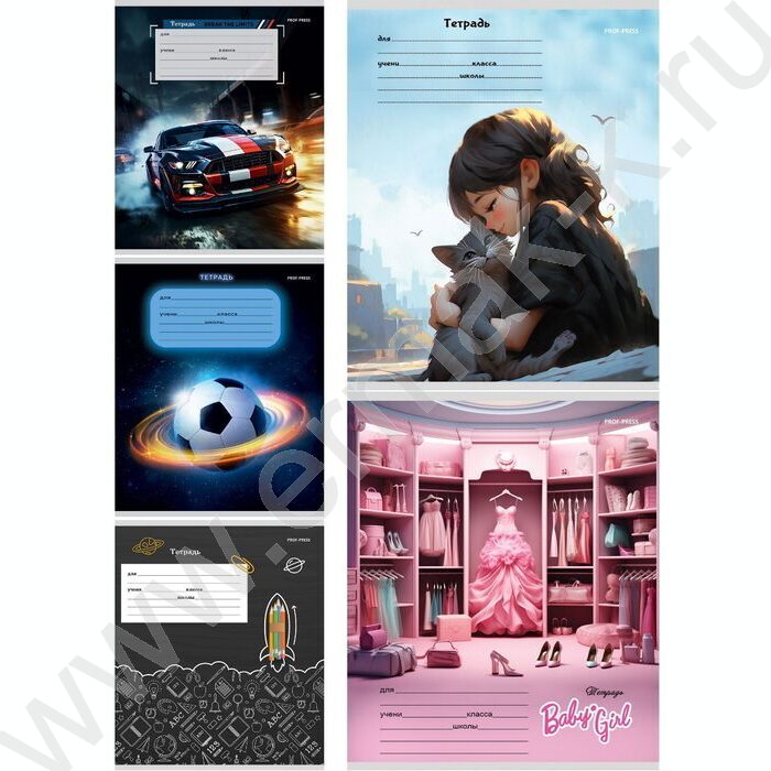 Тетрадь  12л линейка "Разнообразный микс" 5видов | Фото 1