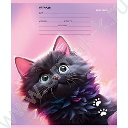 Тетрадь  12л линейка "Черный котик" 5видов | Фото 3