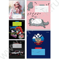 Тетрадь  12л линейка косая частая "Микс" 5видов | Фото 1