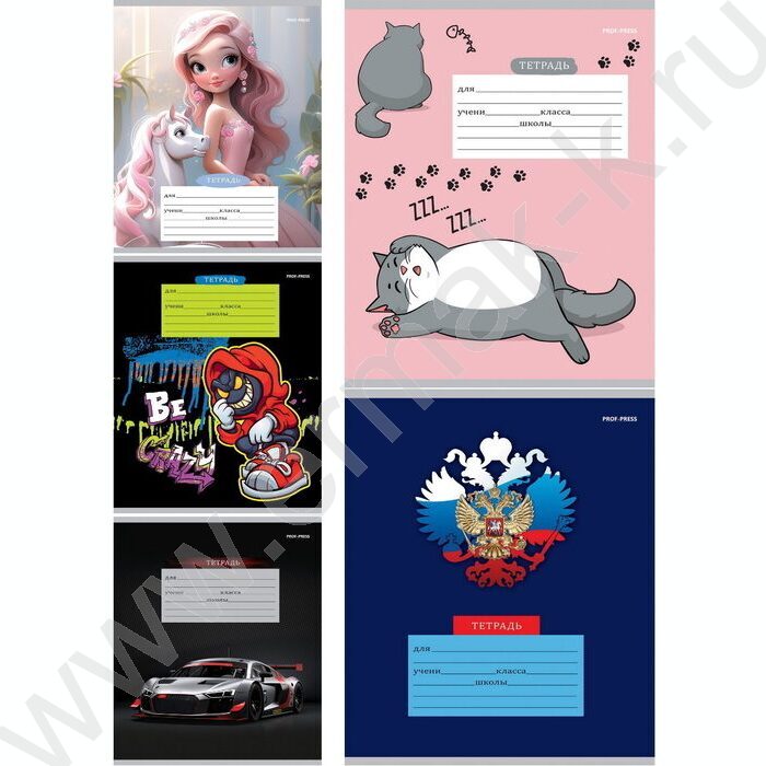 Тетрадь  12л линейка косая частая "Микс" 5видов | Фото 1