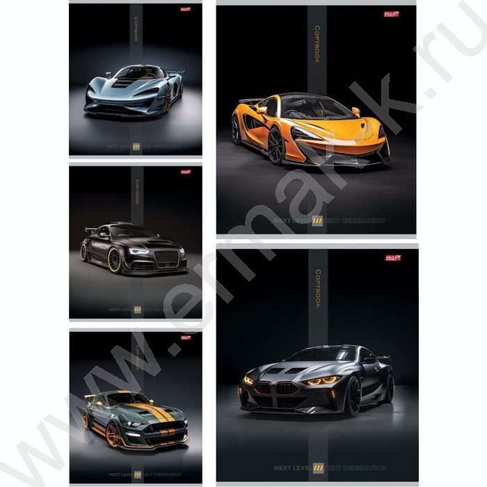 Тетрадь  48л клетка "Авто на черном фоне-1" ассорти | Фото 1