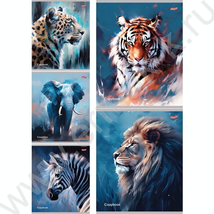 Тетрадь  48л клетка "Портрет зверя-1" ассорти | Фото 1