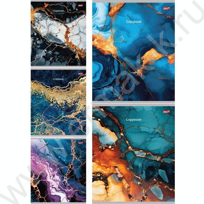 Тетрадь  48л клетка "Яркий мрамор" ассорти | Фото 1
