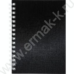 Зап. книжка  80л А6 спираль/бумвинил Metallic Черная | Фото 1