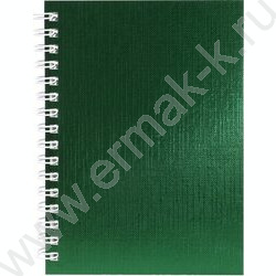 Зап. книжка  80л А6 спираль/бумвинил Metallic Зеленая | Фото 1
