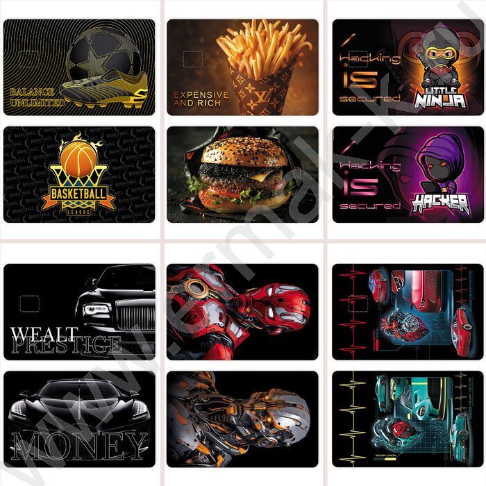 Наклейка на банковскую и транспортную карты с высечкой под чип "Ассорти" 48 дизайнов в блоке | Фото 5