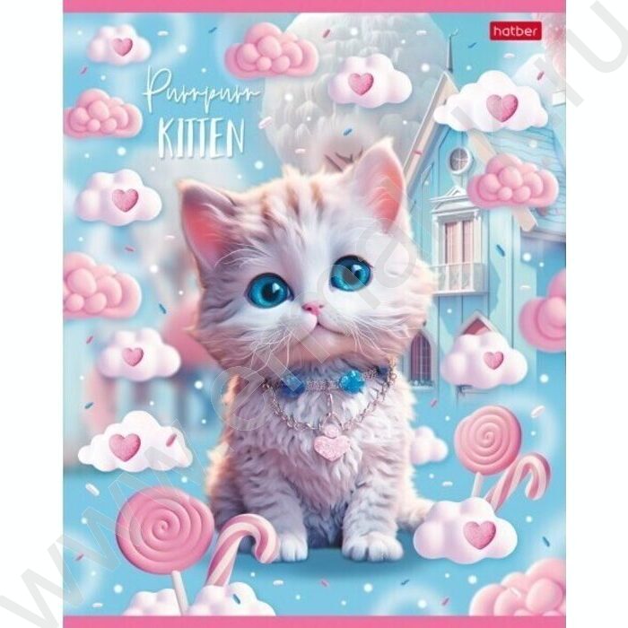 Тетрадь  48л клетка "Котики-зефирки" /металлизиров.картон/выб лак/ 5видов | Фото 2