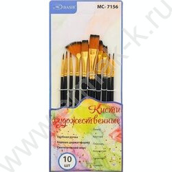 Кисть набор 10шт /нейлон линер,широкие,скошенные,круглые и плоские  №1,3,5,6,8,12,6,2, 2,0/древк | Фото 3