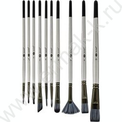 Кисть набор 10шт /нейлон круглые,линер,широкая,скошенная,плоские  №2, 5, 1, 3, 5, 2, 8, 6, 12, 2 | Фото 1