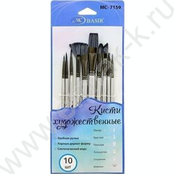 Кисть набор 10шт /нейлон круглые,линер,широкая,скошенная,плоские  №2, 5, 1, 3, 5, 2, 8, 6, 12, 2 | Фото 3