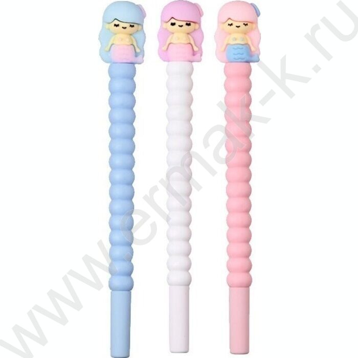 Ручка шар Mermaid синяя 0,5мм/игла,корпус пл.цветной,сменный стержень 130мм | Фото 1