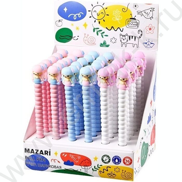 Ручка шар Mermaid синяя 0,5мм/игла,корпус пл.цветной,сменный стержень 130мм | Фото 3