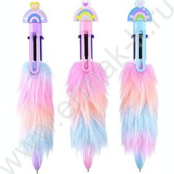 Ручка шар авт 6-ти цв Plush rainbow 0,7мм/корпус с ворсом из полиэстера,сменный стержень 86 мм | Фото 1