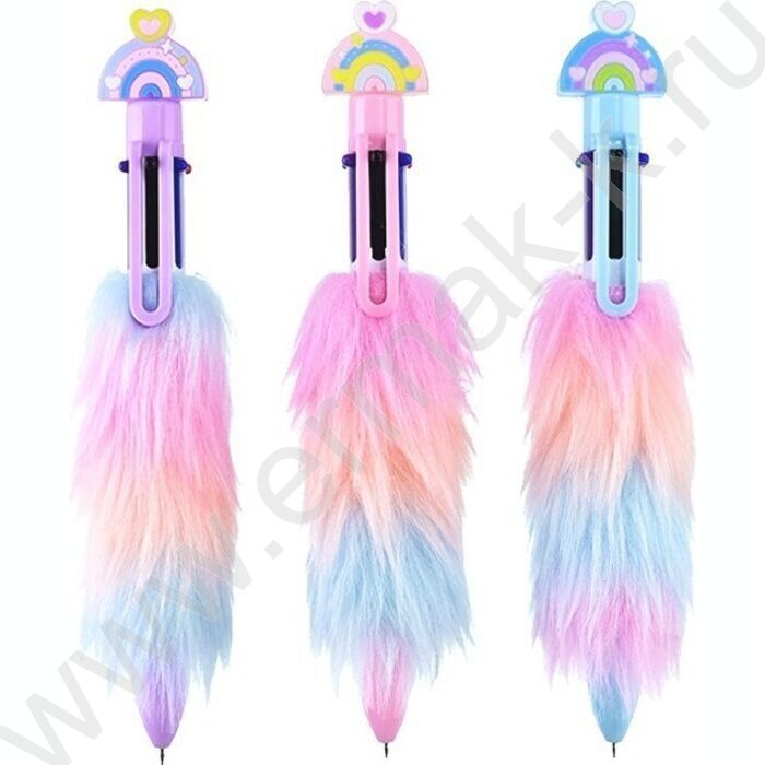 Ручка шар авт 6-ти цв Plush rainbow 0,7мм/корпус с ворсом из полиэстера,сменный стержень 86 мм | Фото 1