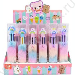 Ручка шар авт 6-ти цв Plush rainbow 0,7мм/корпус с ворсом из полиэстера,сменный стержень 86 мм | Фото 2
