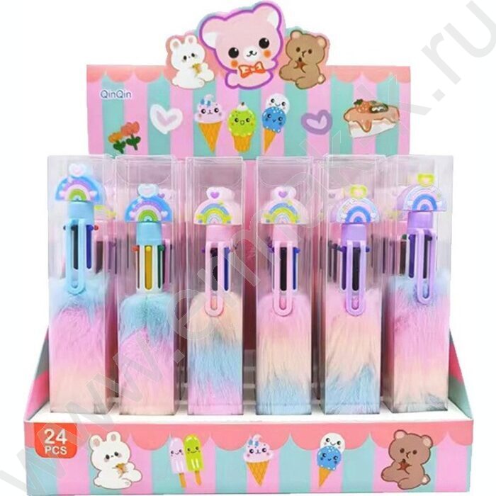 Ручка шар авт 6-ти цв Plush rainbow 0,7мм/корпус с ворсом из полиэстера,сменный стержень 86 мм | Фото 2