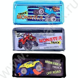 Пенал на молнии лавсан, полиуретан "Monster truck" ассорти | Фото 1