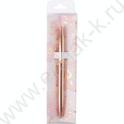 Ручка шар метал пов.мех. Florenzo синяя/корпус розовое золото "Цветок лотоса на белом" | Фото 5