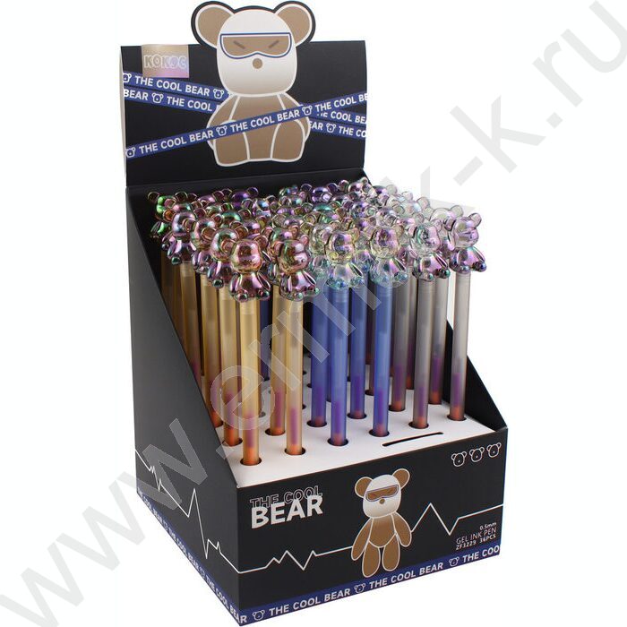 Ручка гелевая синяя 0,5мм  Cool bear /цв.корпус ассорти | Фото 3