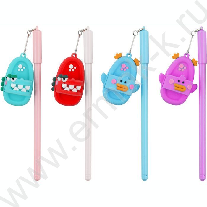 Ручка гелевая синяя 0,5мм  Сланцы /игла,цв.корпус ассорти с подвеской | Фото 1