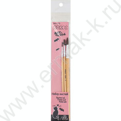 Кисть набор  3шт /Белка круглая №1, Пони круглая №3, Коза круглая №6/ Cat secret | Фото 2