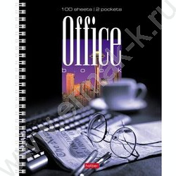 Тетрадь 100л клетка/спираль/карман/перфорация "Офис-очки" /УФ-лак/ | Фото 1