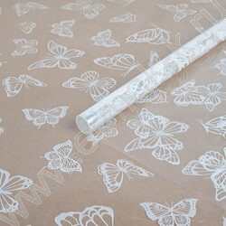 Пленка упаковочная 0,7*7,5м 40мкм 200гр прозрачная с рисунком "Бабочки" Белый | Фото 1