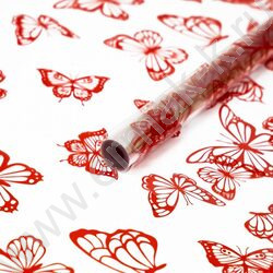 Пленка упаковочная 0,7*7,5м 40мкм 200гр прозрачная с рисунком "Бабочки" Красный | Фото 1