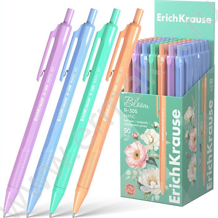 Ручка шар авт R-305 Matic Pastel Bloom 0,7мм, синяя /корпус - ассорти | Фото 1