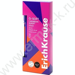 Ручка гелевая черная 0,38мм  G-Soft Stick Caribbean Sunset /корпус - ассорти | Фото 2