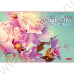 Альбом д/рисования пл.обл. 48л "Грация цветов" /тиснение/ | Фото 1