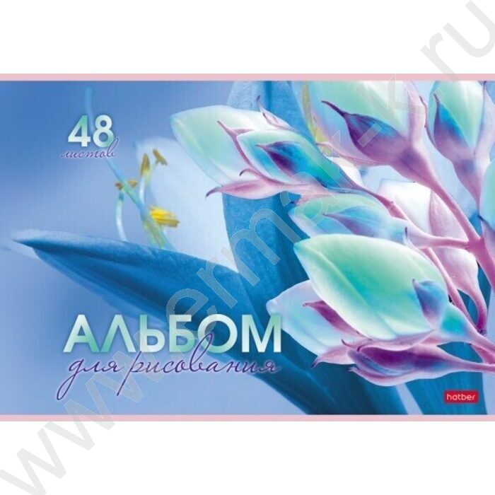 Альбом д/рисования пл.обл. 48л "Грация цветов" /тиснение/ | Фото 4