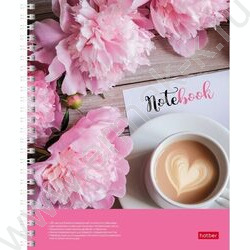 Тетрадь 100л клетка/спираль/карман/перфорация "Нежные пионы" /УФ-лак/ | Фото 1