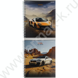 Тетрадь  96л клетка/спираль/двойная обложка "Разные автомобили" | Фото 1