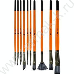 Кисть набор 10шт /нейлон круглые,линер,широкая,скошенная,плоские  №2, 5, 1, 3, 5, 2, 8, 6, 12, 2 | Фото 1