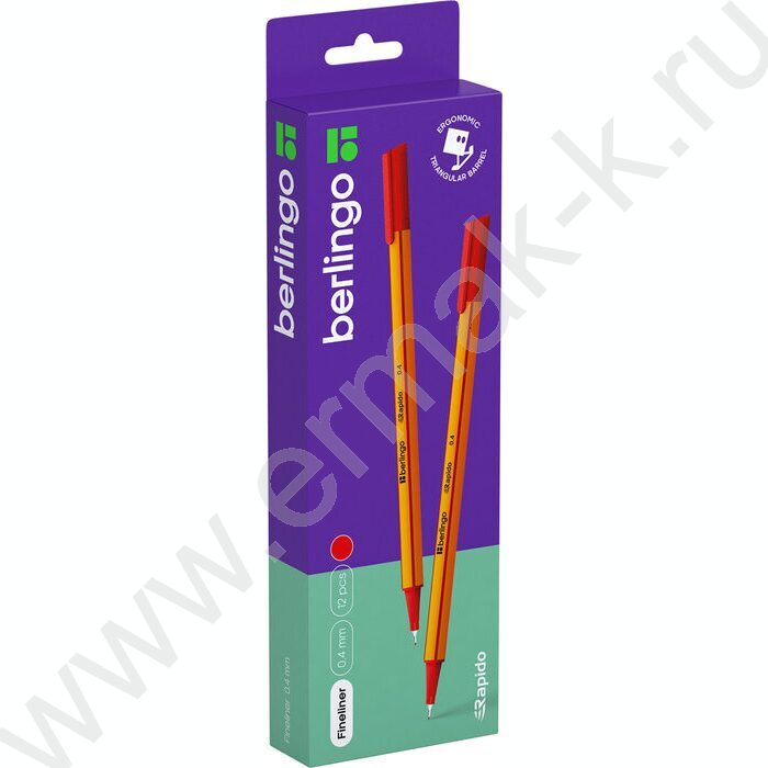 Ручка кап. "Rapido" красная, 0,4мм /трехгранный корпус | Фото 3