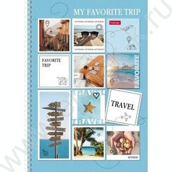 Тетрадь  96л А4 клетка/спираль/перфорация на отрыв "TRAVEL" /глянец/ 2вида | Фото 1