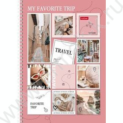 Тетрадь  96л А4 клетка/спираль/перфорация на отрыв "TRAVEL" /глянец/ 2вида | Фото 2