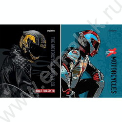 Тетрадь  96л клетка/спираль "Рисунок мотоциклиста" /софт-тач/ ассорти | Фото 1