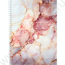 Тетрадь  96л А4 клетка/спираль "Бело-розовый мрамор" /твин-лак/ | Фото 1