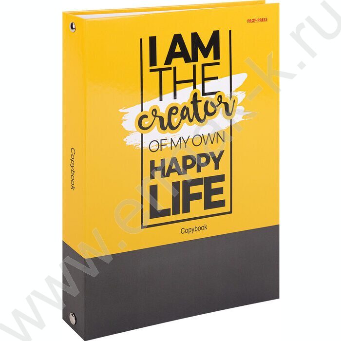 Тетрадь  80л клетка/кольца "Надпись на желто-сером" | Фото 3