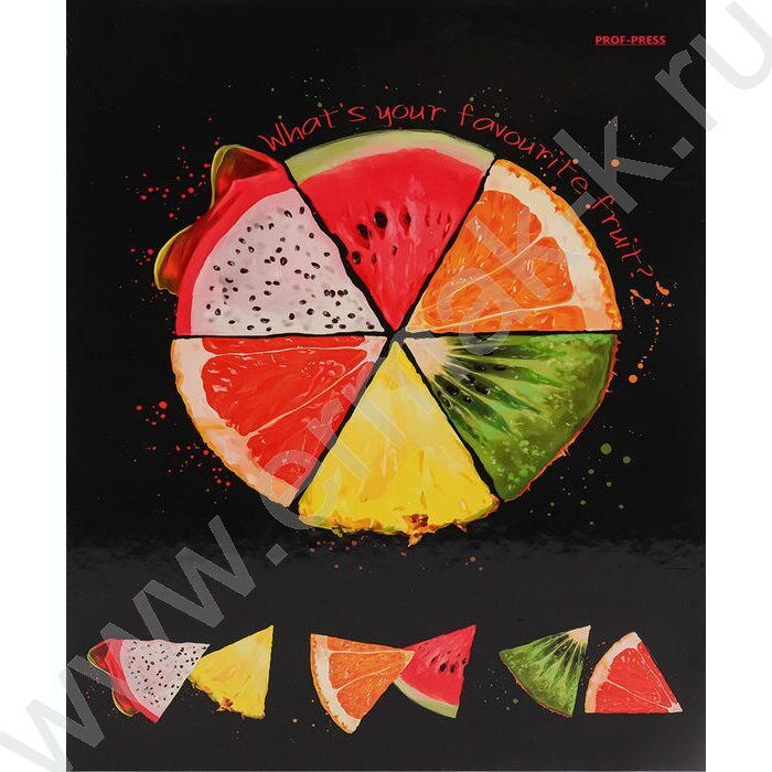 Тетрадь  80л клетка/кольца "Фруктовый коллаж" | Фото 1