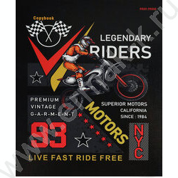 Тетрадь  80л клетка/кольца "Легенды мотокросса" /глянец/лен/ | Фото 1