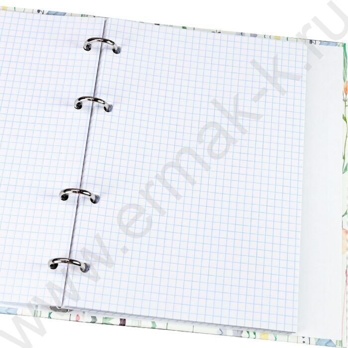 Тетрадь  80л клетка/кольца "Нежные цветы-10" /глянец/лен/ | Фото 3