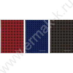 Тетрадь  96л А4 клетка/спираль "Шотландка" 3вида | Фото 1