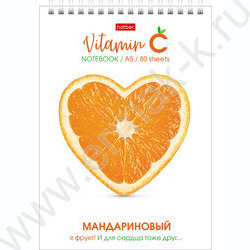 Блокнот  80л А5 спираль "Витамин С" /УФ-лак жесткая подложка/ | Фото 1